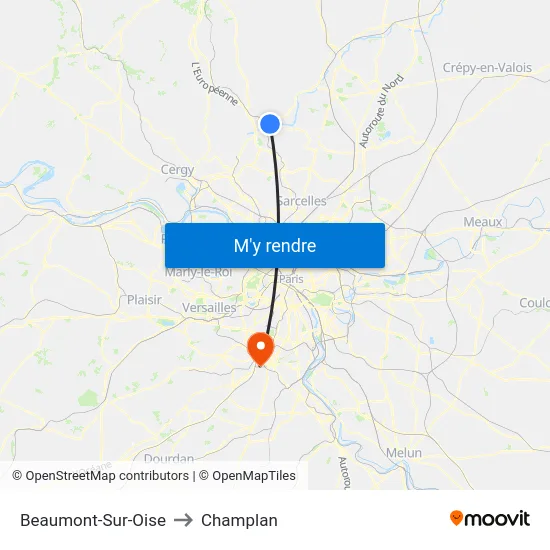 Beaumont-Sur-Oise to Champlan map