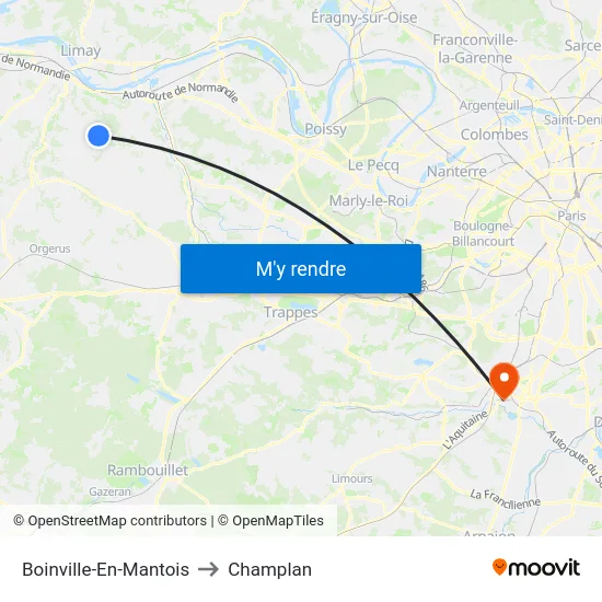 Boinville-En-Mantois to Champlan map