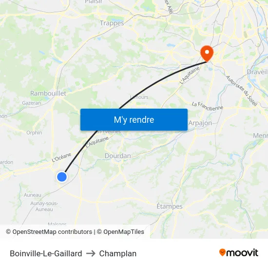 Boinville-Le-Gaillard to Champlan map