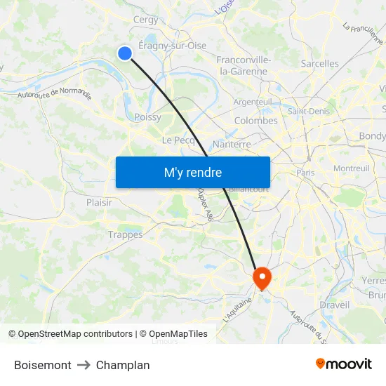 Boisemont to Champlan map