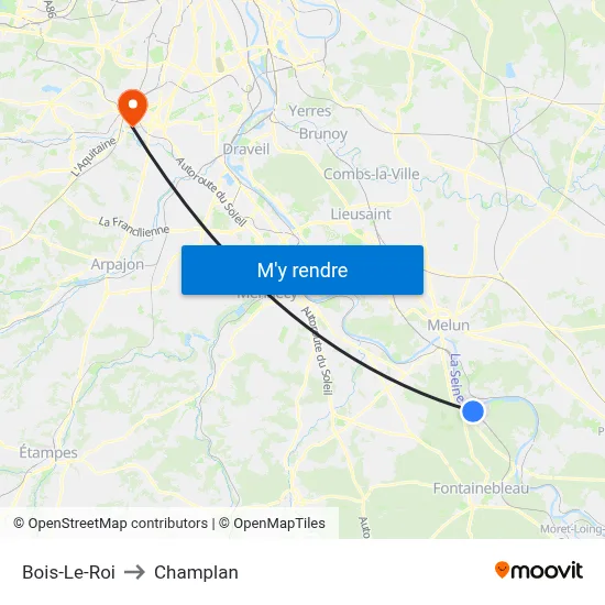 Bois-Le-Roi to Champlan map