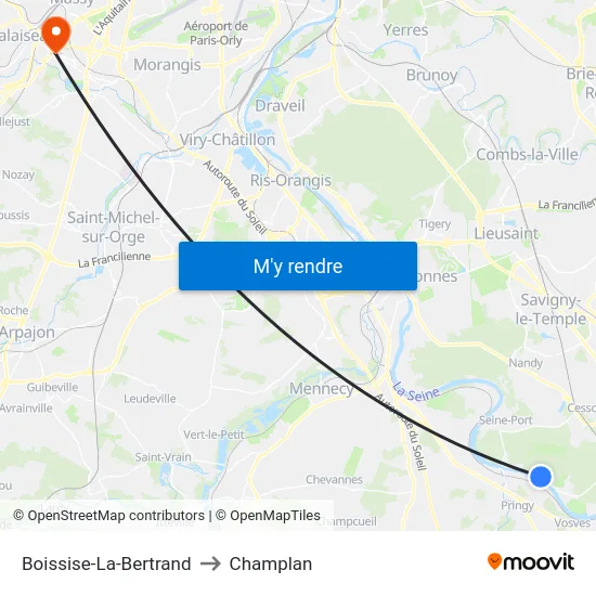 Boissise-La-Bertrand to Champlan map