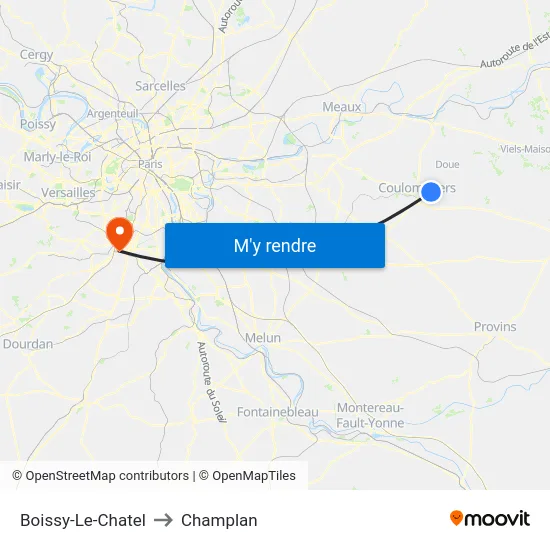 Boissy-Le-Chatel to Champlan map