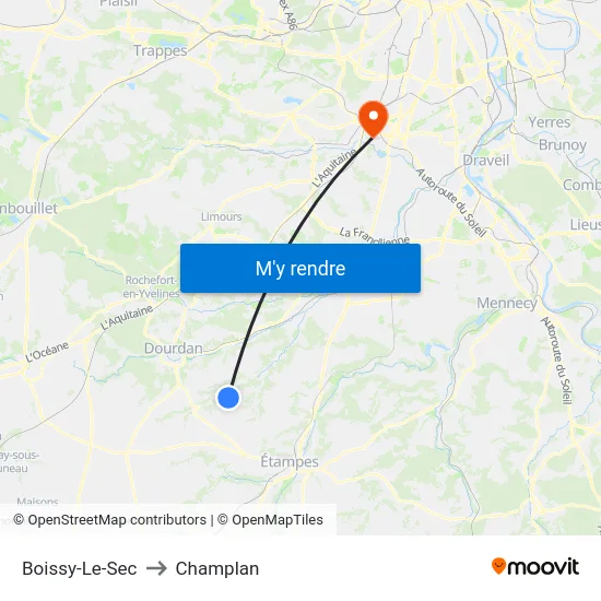 Boissy-Le-Sec to Champlan map