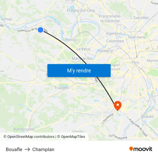 Bouafle to Champlan map