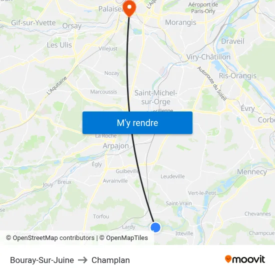 Bouray-Sur-Juine to Champlan map