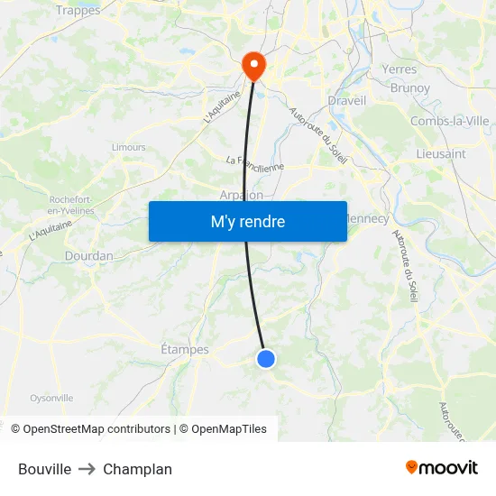 Bouville to Champlan map