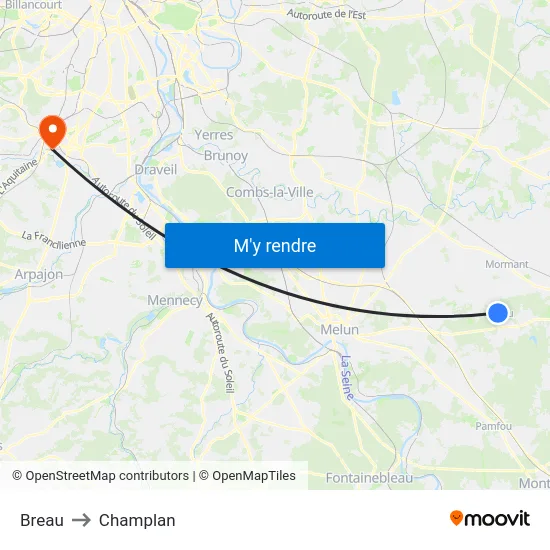 Breau to Champlan map