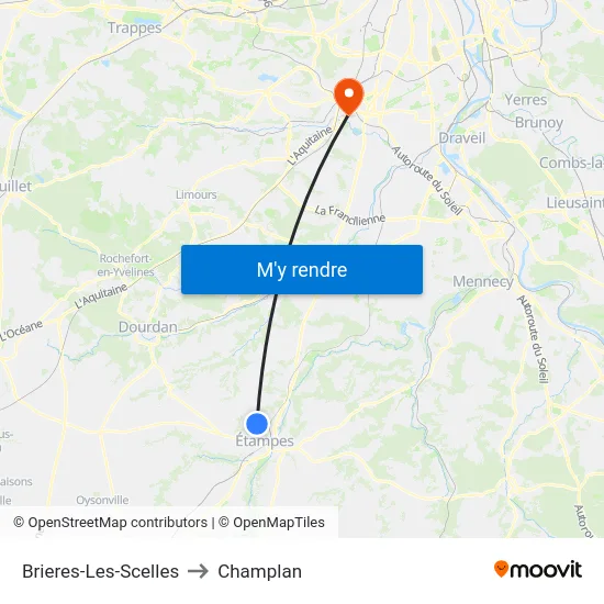 Brieres-Les-Scelles to Champlan map