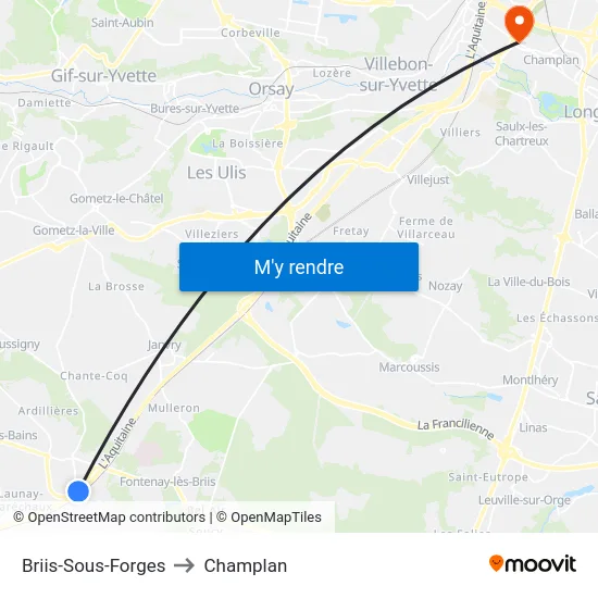 Briis-Sous-Forges to Champlan map