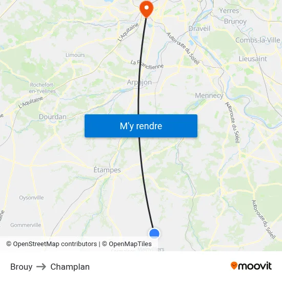 Brouy to Champlan map