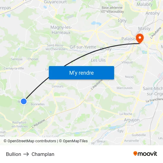 Bullion to Champlan map
