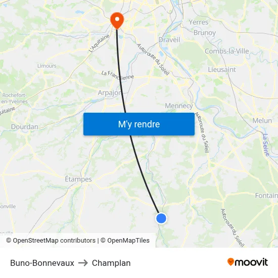 Buno-Bonnevaux to Champlan map