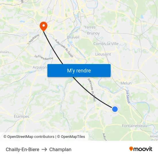 Chailly-En-Biere to Champlan map