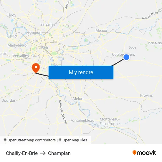 Chailly-En-Brie to Champlan map