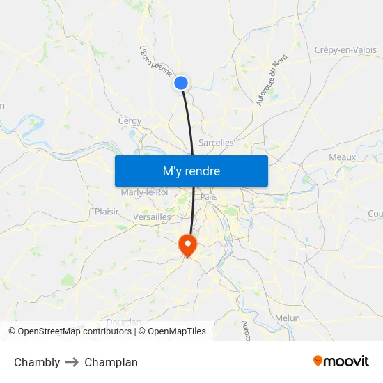 Chambly to Champlan map