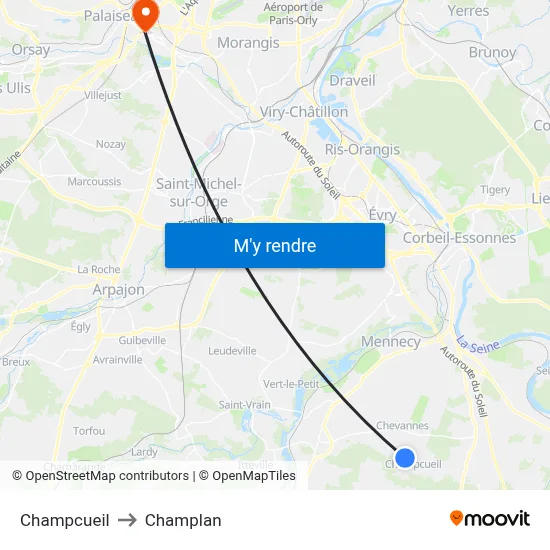 Champcueil to Champlan map