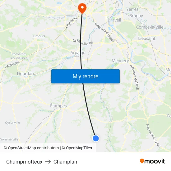 Champmotteux to Champlan map