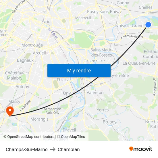 Champs-Sur-Marne to Champlan map