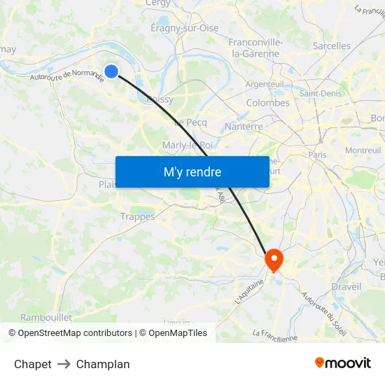 Chapet to Champlan map