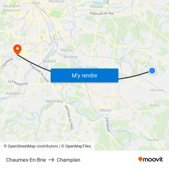 Chaumes-En-Brie to Champlan map