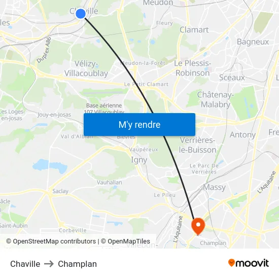 Chaville to Champlan map