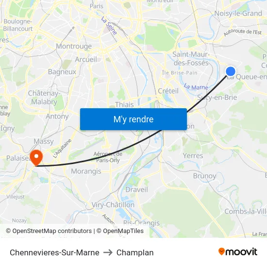 Chennevieres-Sur-Marne to Champlan map