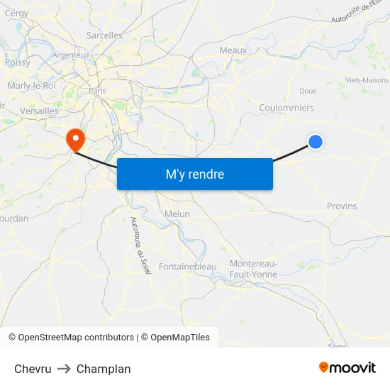 Chevru to Champlan map