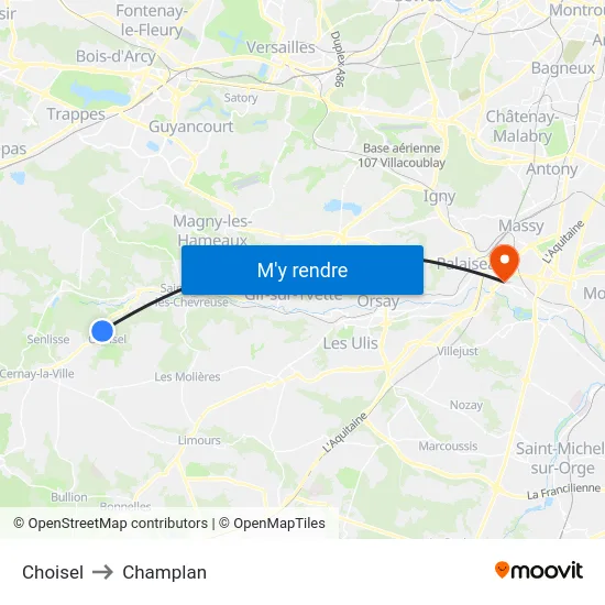 Choisel to Champlan map
