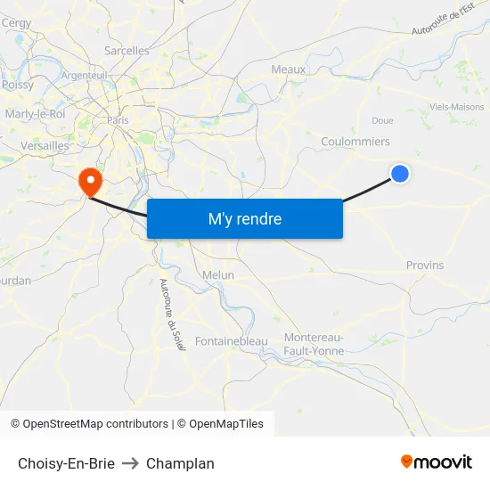 Choisy-En-Brie to Champlan map