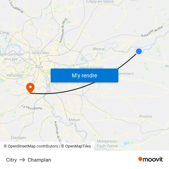 Citry to Champlan map