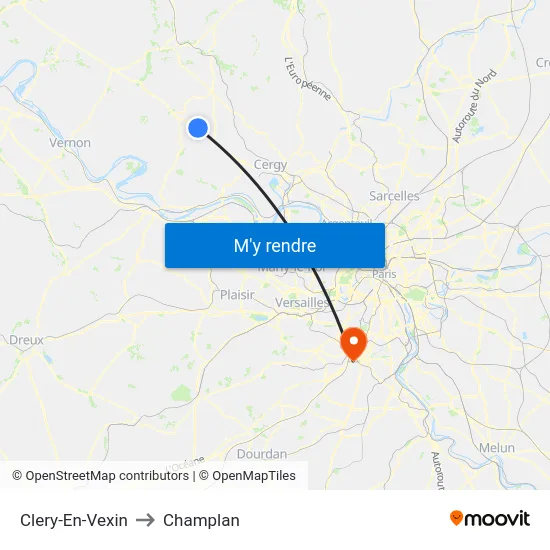 Clery-En-Vexin to Champlan map
