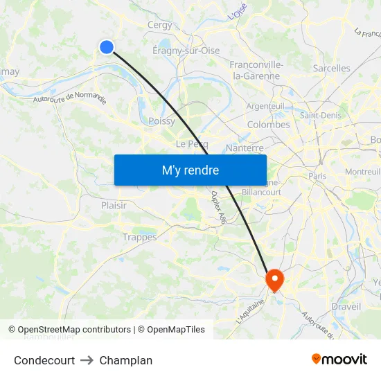 Condecourt to Champlan map