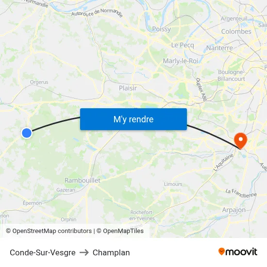Conde-Sur-Vesgre to Champlan map