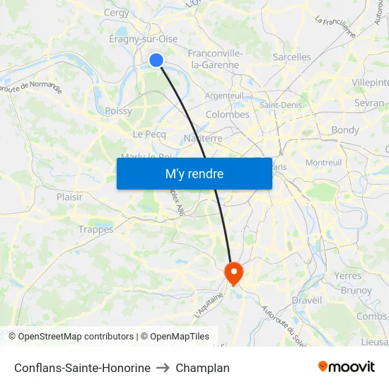 Conflans-Sainte-Honorine to Champlan map