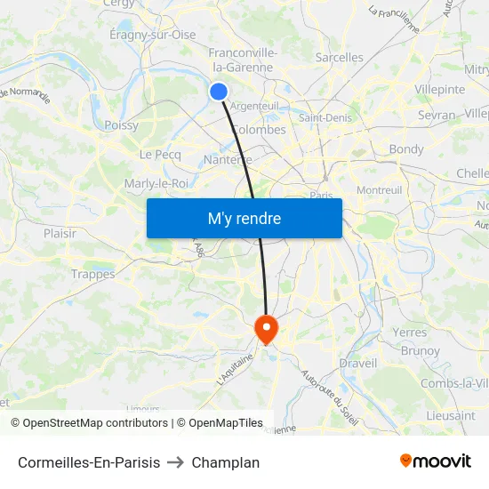 Cormeilles-En-Parisis to Champlan map