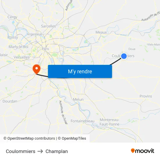 Coulommiers to Champlan map