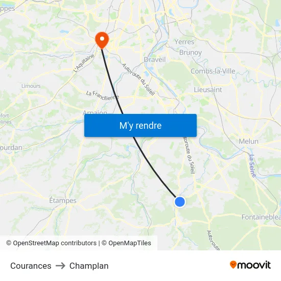 Courances to Champlan map