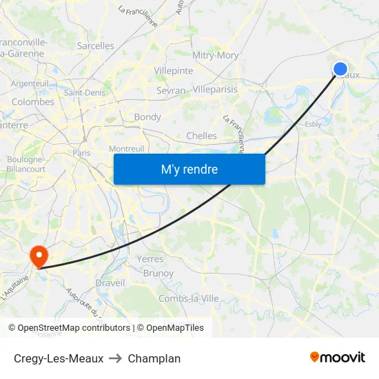 Cregy-Les-Meaux to Champlan map