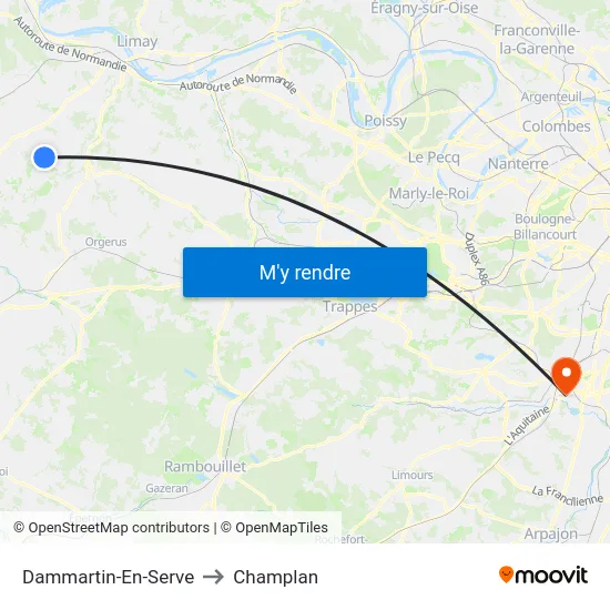 Dammartin-En-Serve to Champlan map