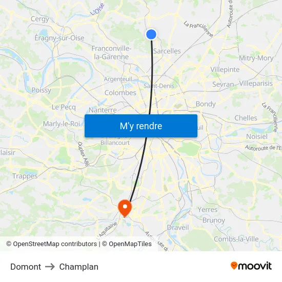 Domont to Champlan map