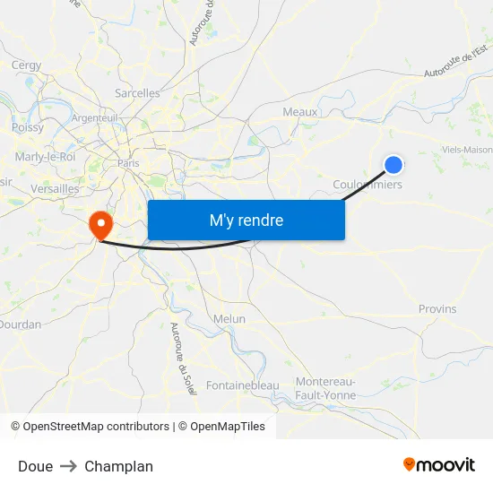 Doue to Champlan map