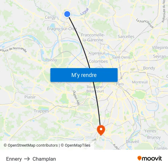 Ennery to Champlan map