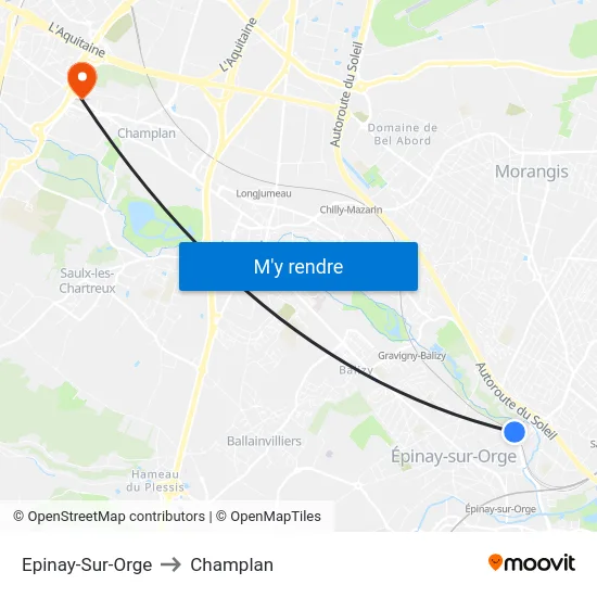 Epinay-Sur-Orge to Champlan map