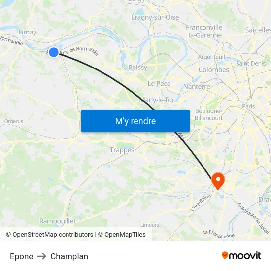 Epone to Champlan map