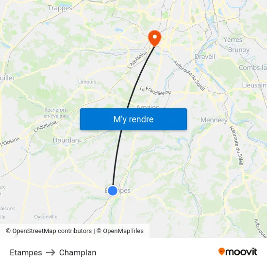 Etampes to Champlan map