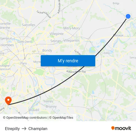 Etrepilly to Champlan map