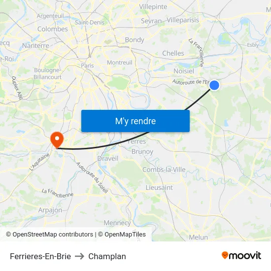 Ferrieres-En-Brie to Champlan map