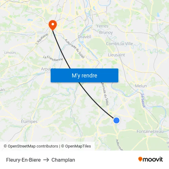 Fleury-En-Biere to Champlan map