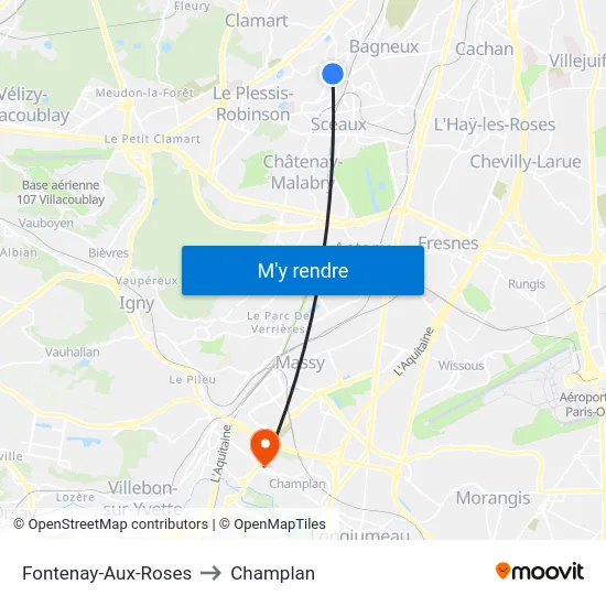 Fontenay-Aux-Roses to Champlan map